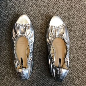 Silver leather Zara basic collection flat sandal